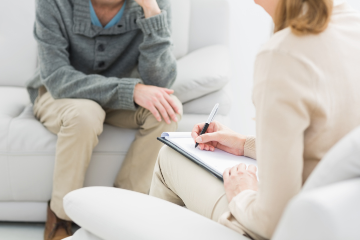 A meeting of therapist and person in therapy